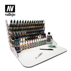 Paint display and work station with vertical storage 50 x 37 cm